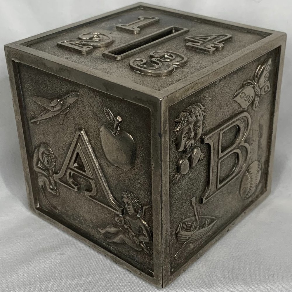 Vintage Building Block Bank by Leonard